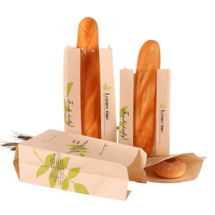 Baguette bread paper bag na may window