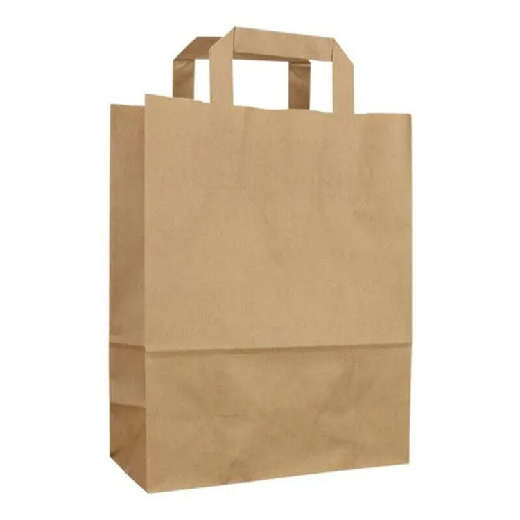 Kraft paper bag na may flat paper hawakan
